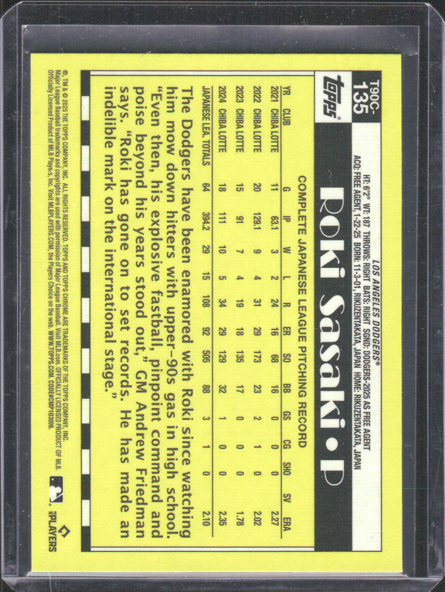 2024 Topps Chrome 1989 Topps Roki Sasaki #T89C-135 Mojo Refractor RC