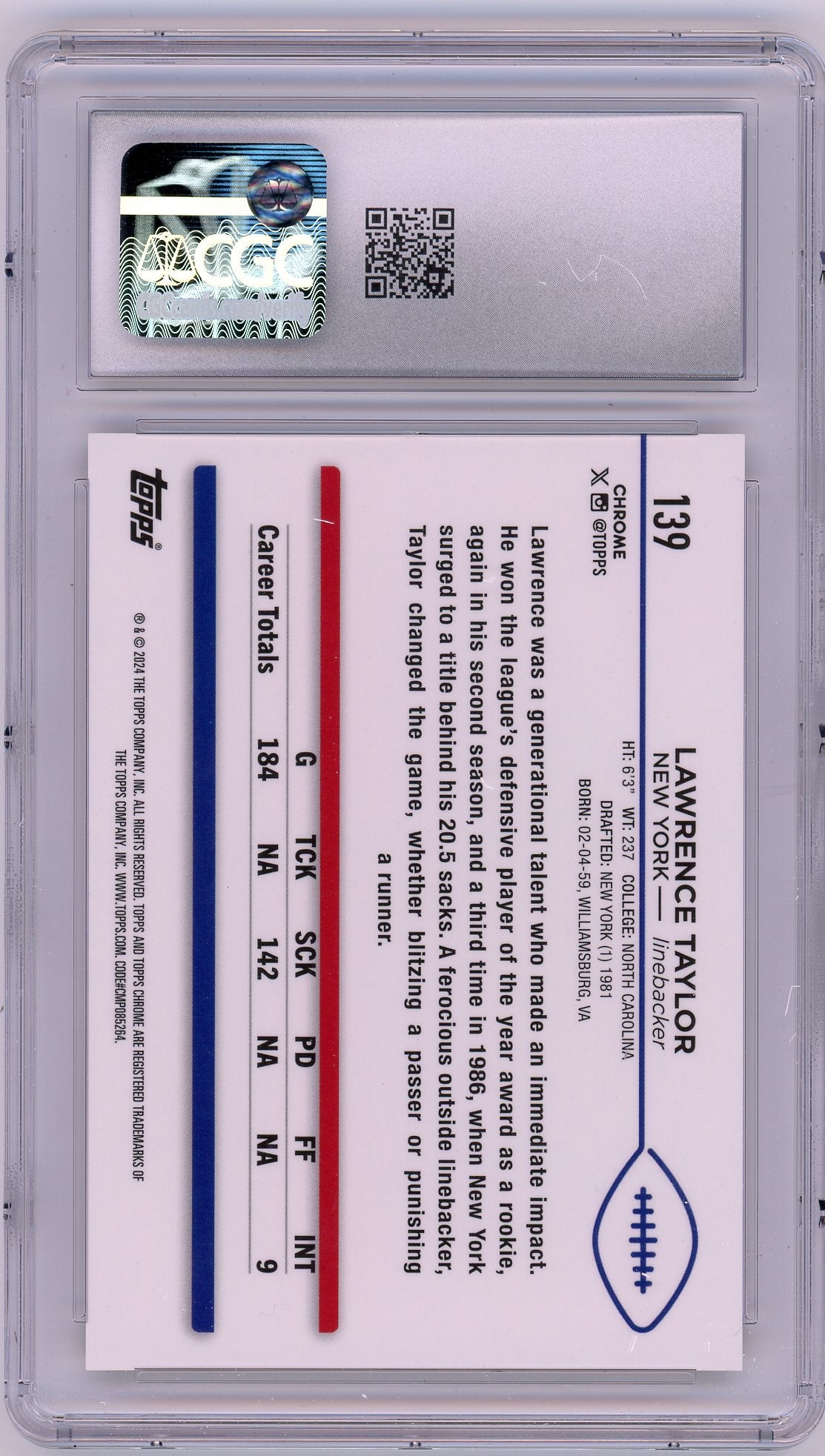 2024 HL-P04 Topps Chrome Lawrence Taylor #139 Gold Geometric Refractor /50