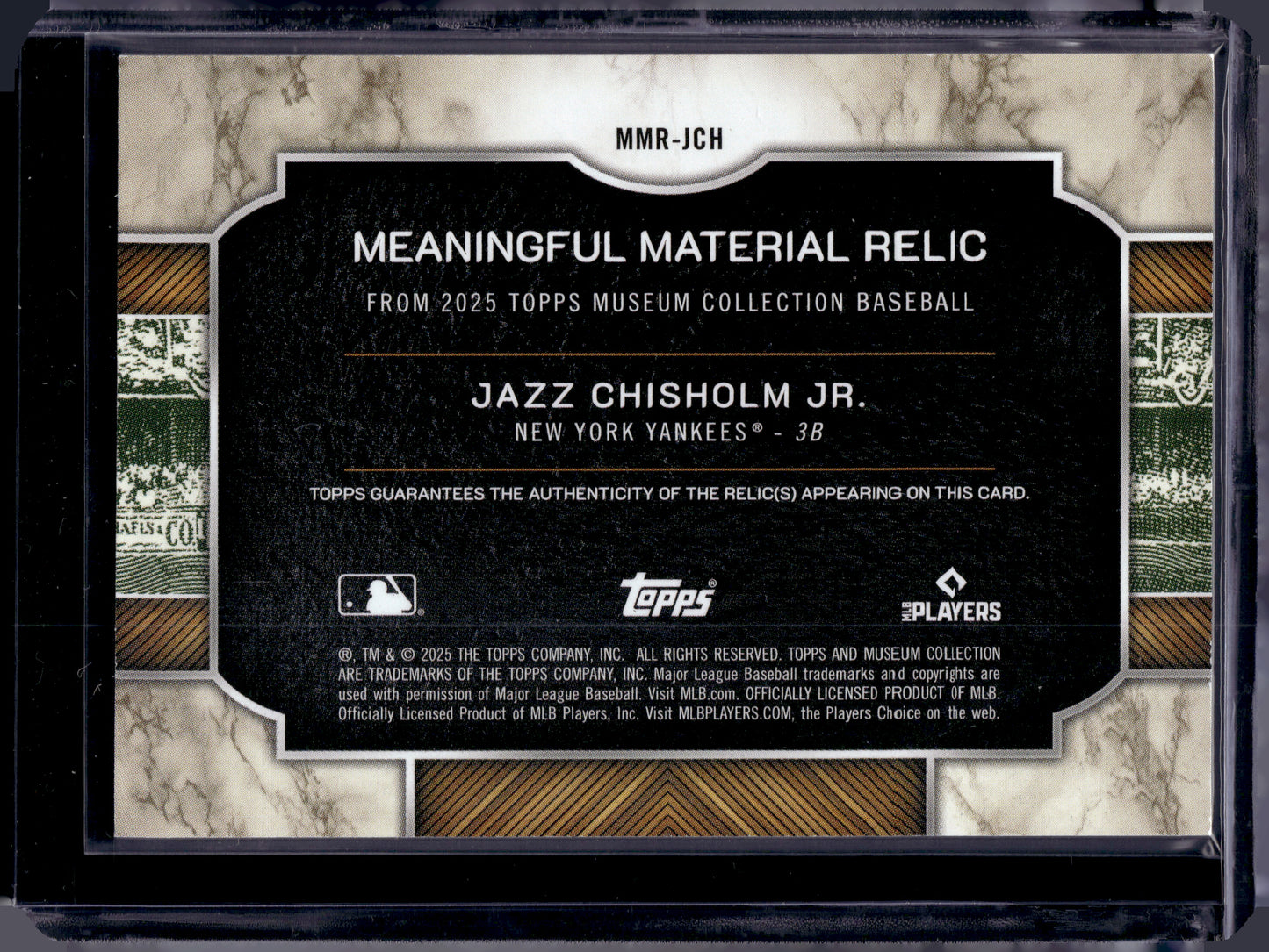 2025 HL-P02 Topps Museum Collection Jazz Chisholm Jr. #MMR-JCH /75 Game-Used