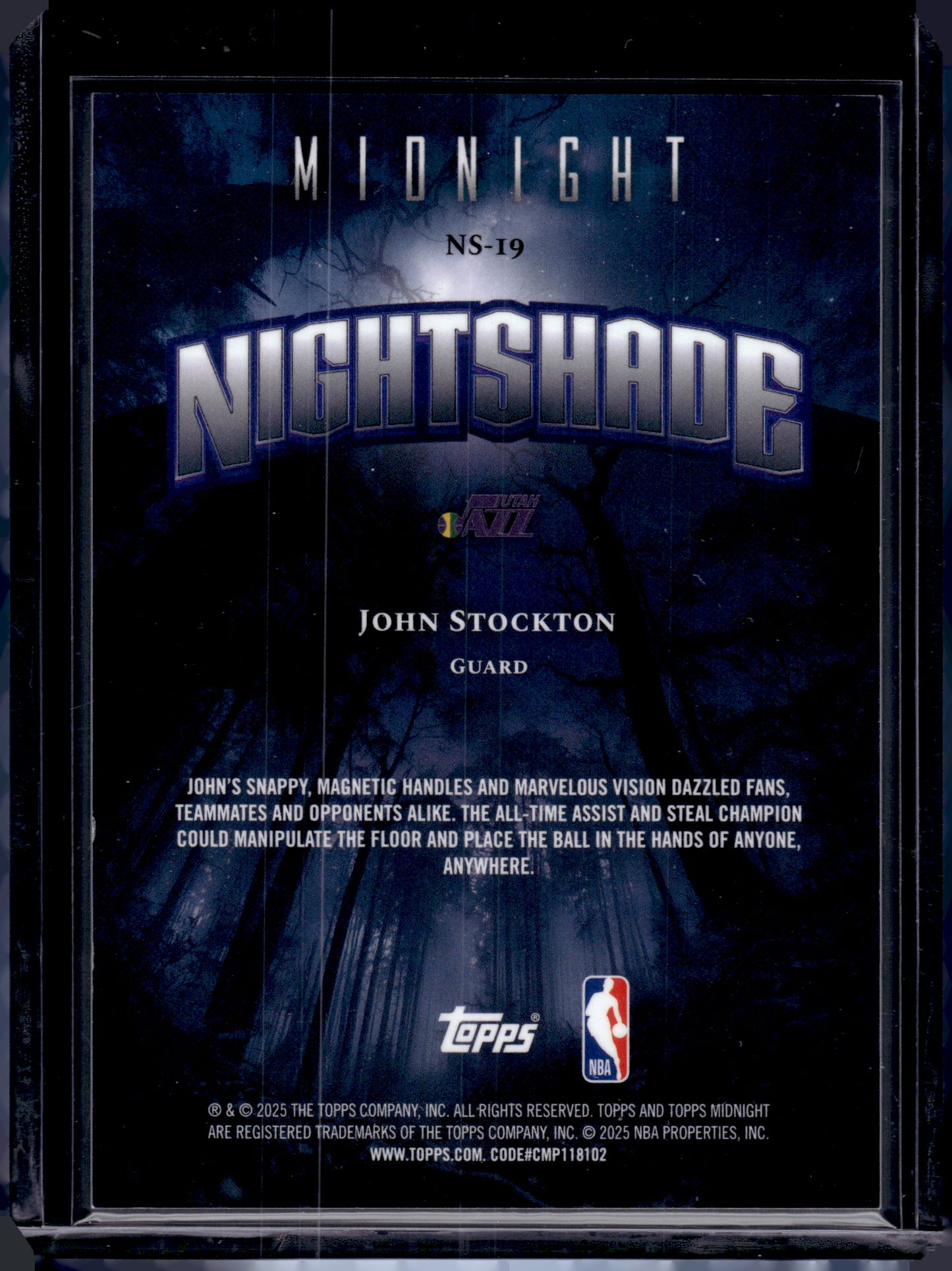 2025 HL-P02 Topps Midnight Nightshade John Stockton #NS-19