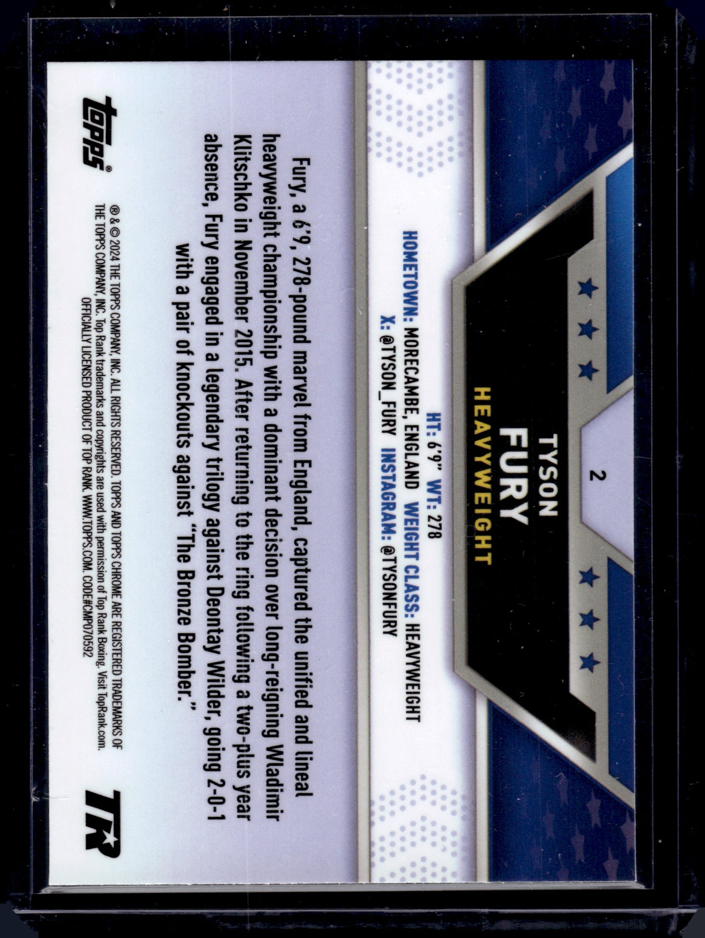 2024 HL-P01 Topps Chrome Tyson Fury #2 Refractor