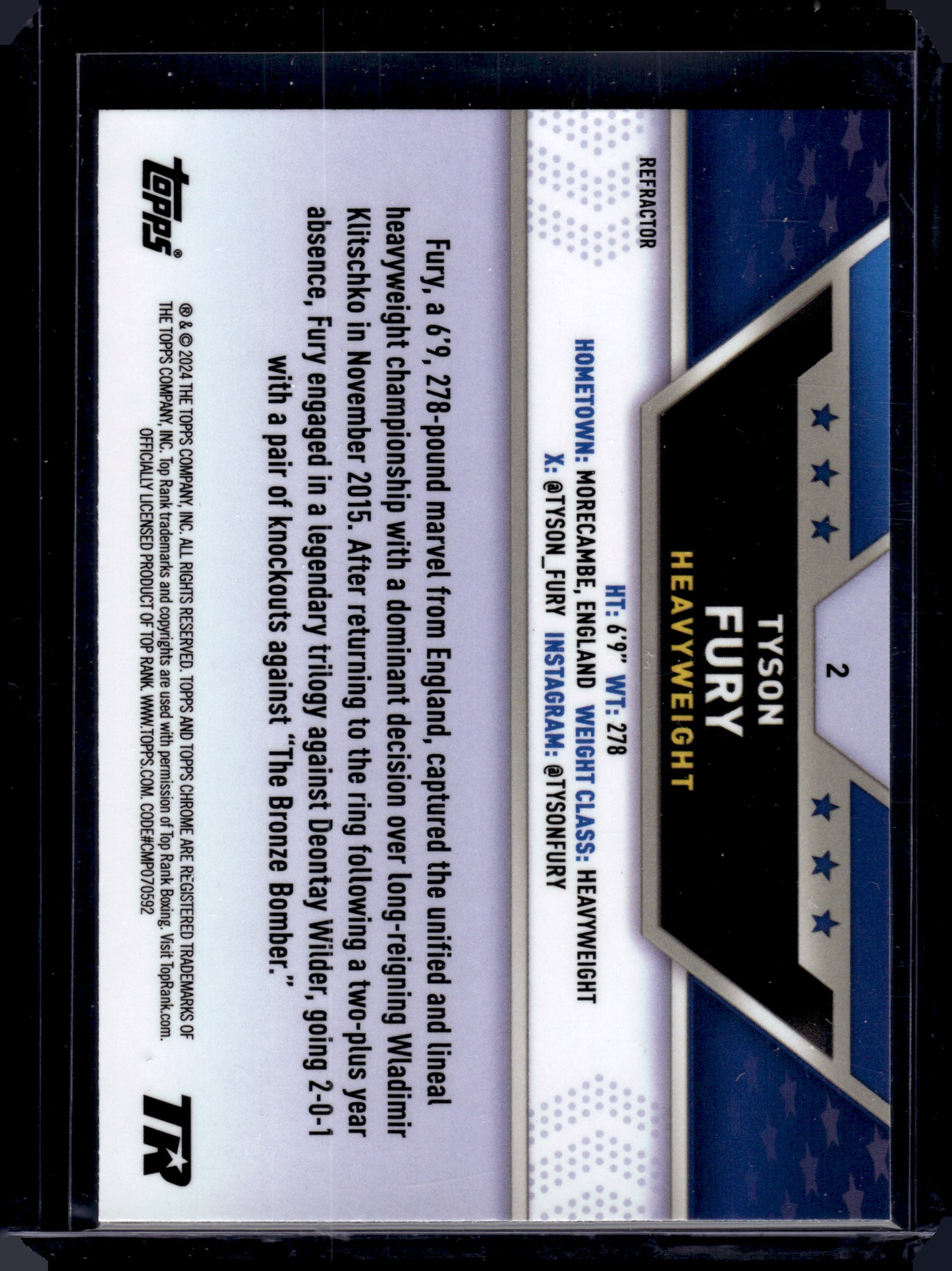 2024 HL-P01 Topps Chrome Tyson Fury #2 Refractor