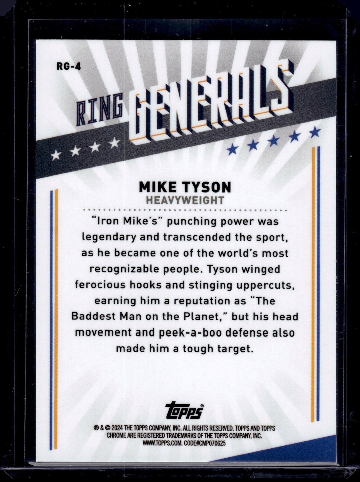2024 HL-P01 Topps Chrome Ring Generals Mike Tyson #RG-4 Refractor SP