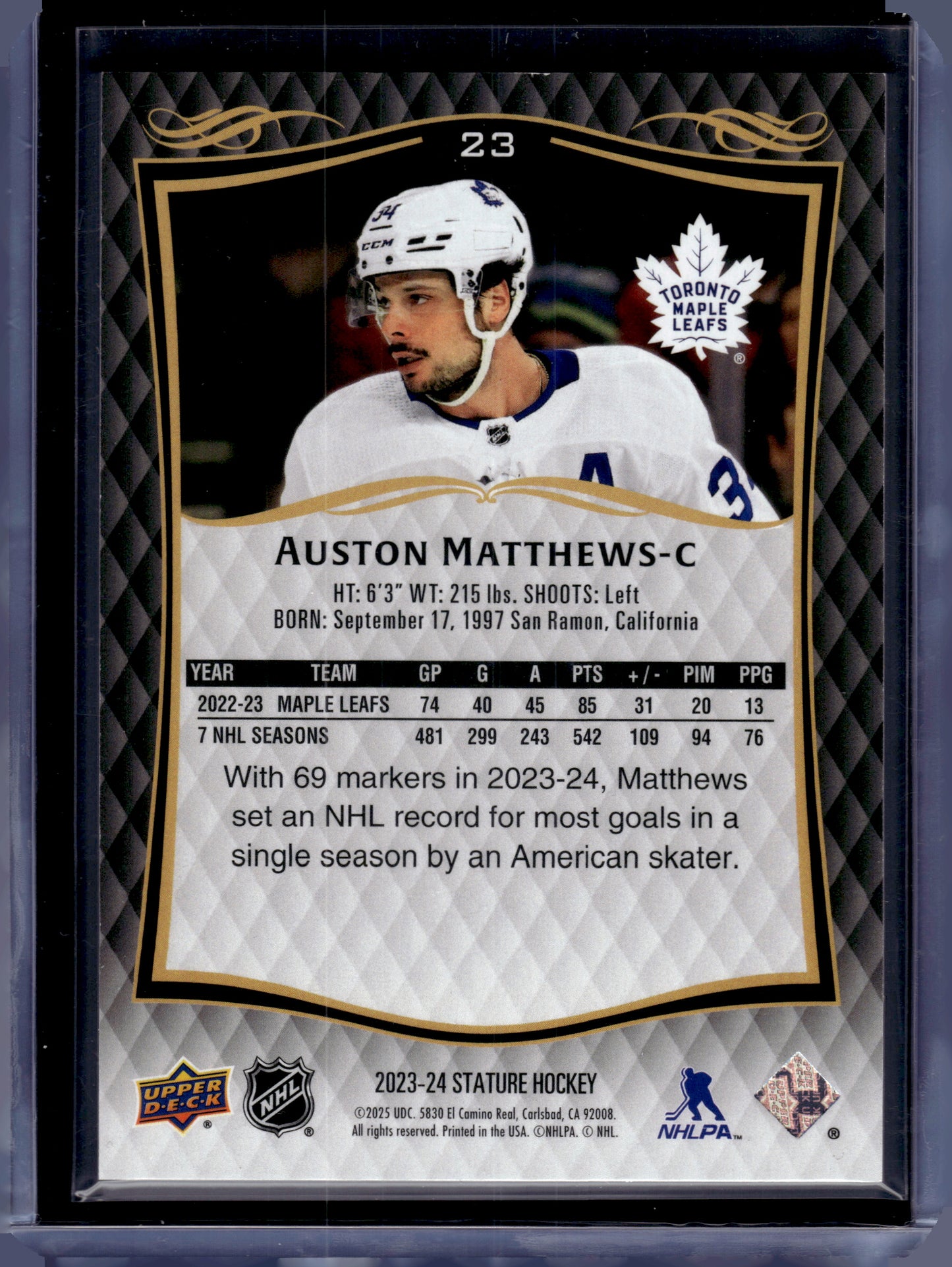 2023 HL-P01 Upper Deck Stature Auston Matthews #23