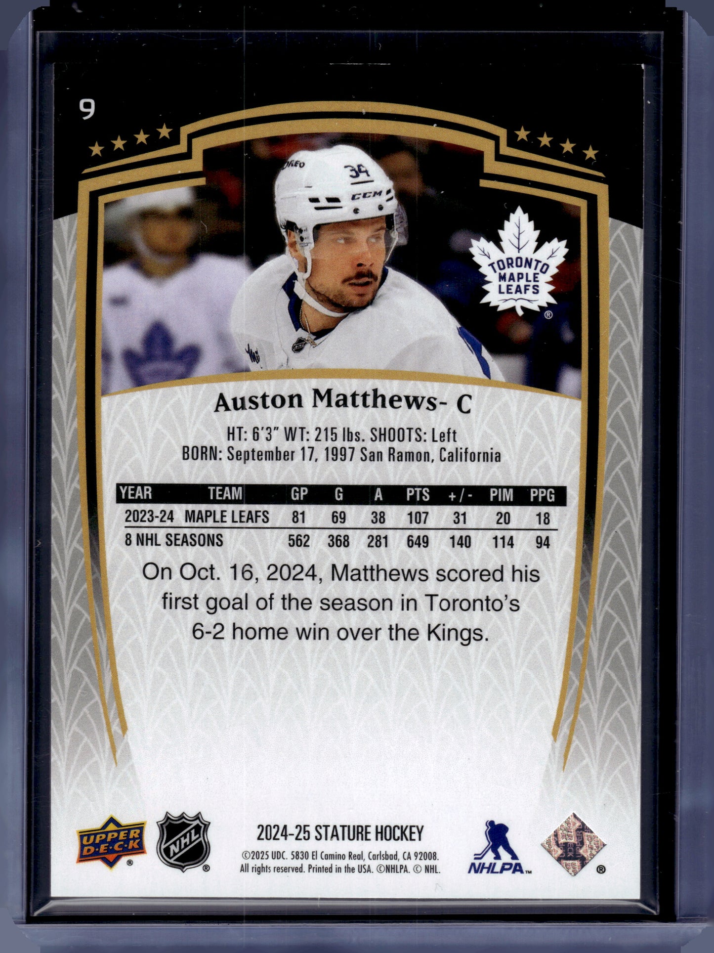 2024 HL-P01 Upper Deck Stature Auston Matthews #9