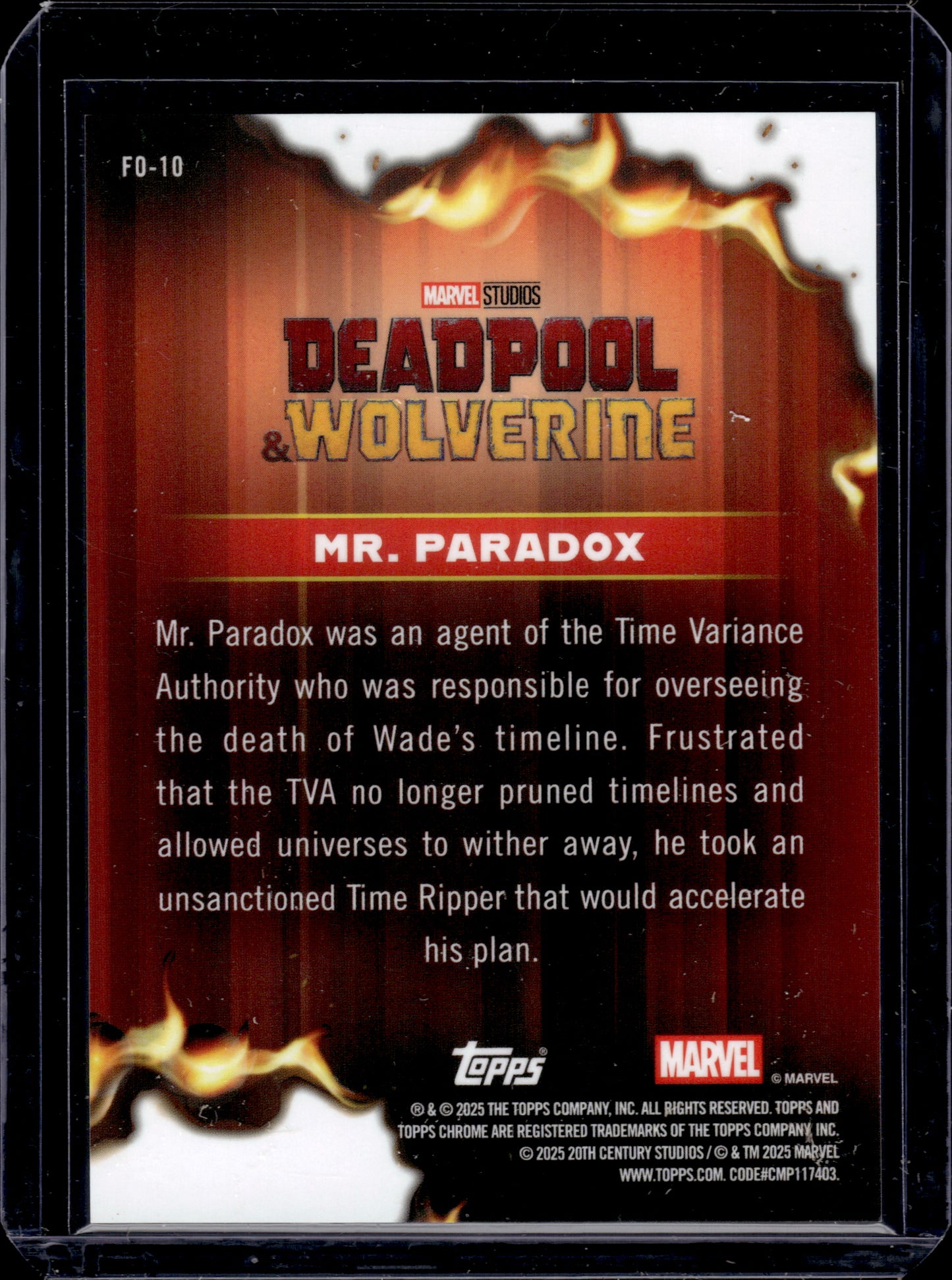 HL-P04 Topps Chrome Marvel Deadpool & Wolverine Mr. Paradox 1/5 #FD-10
