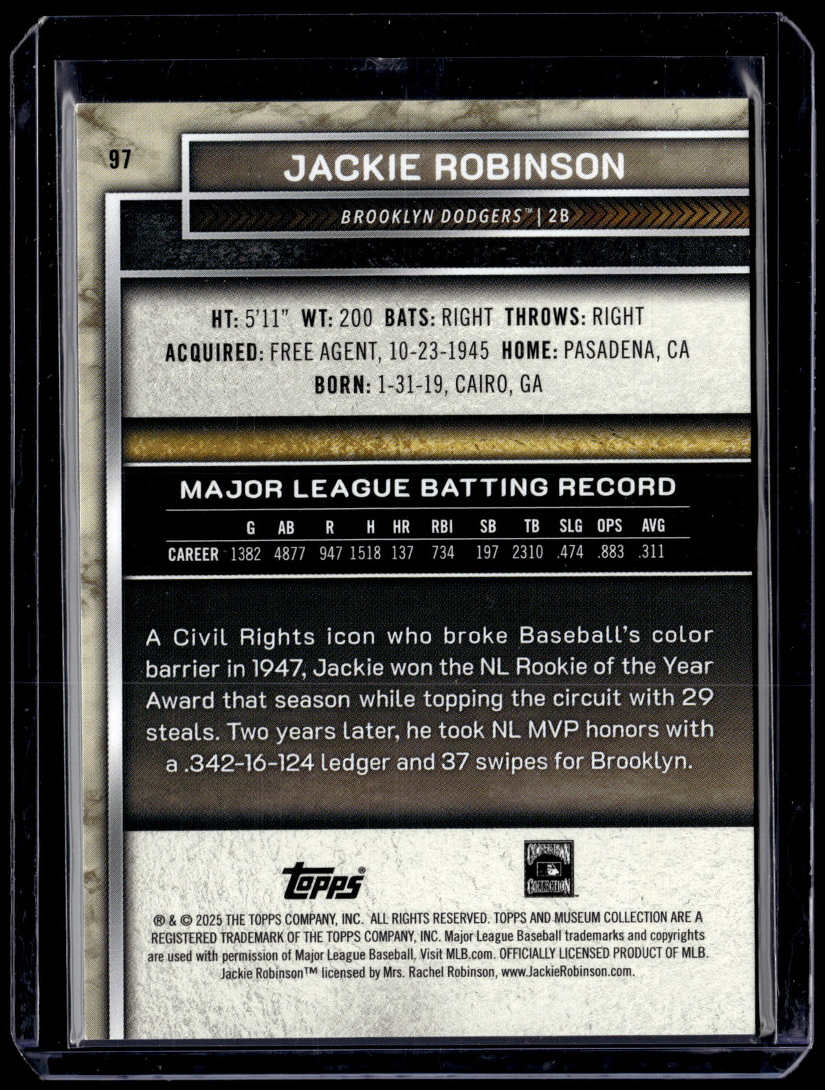 HL-P01 2025 Topps Museum Collection Jackie Robinson #97 Red /75