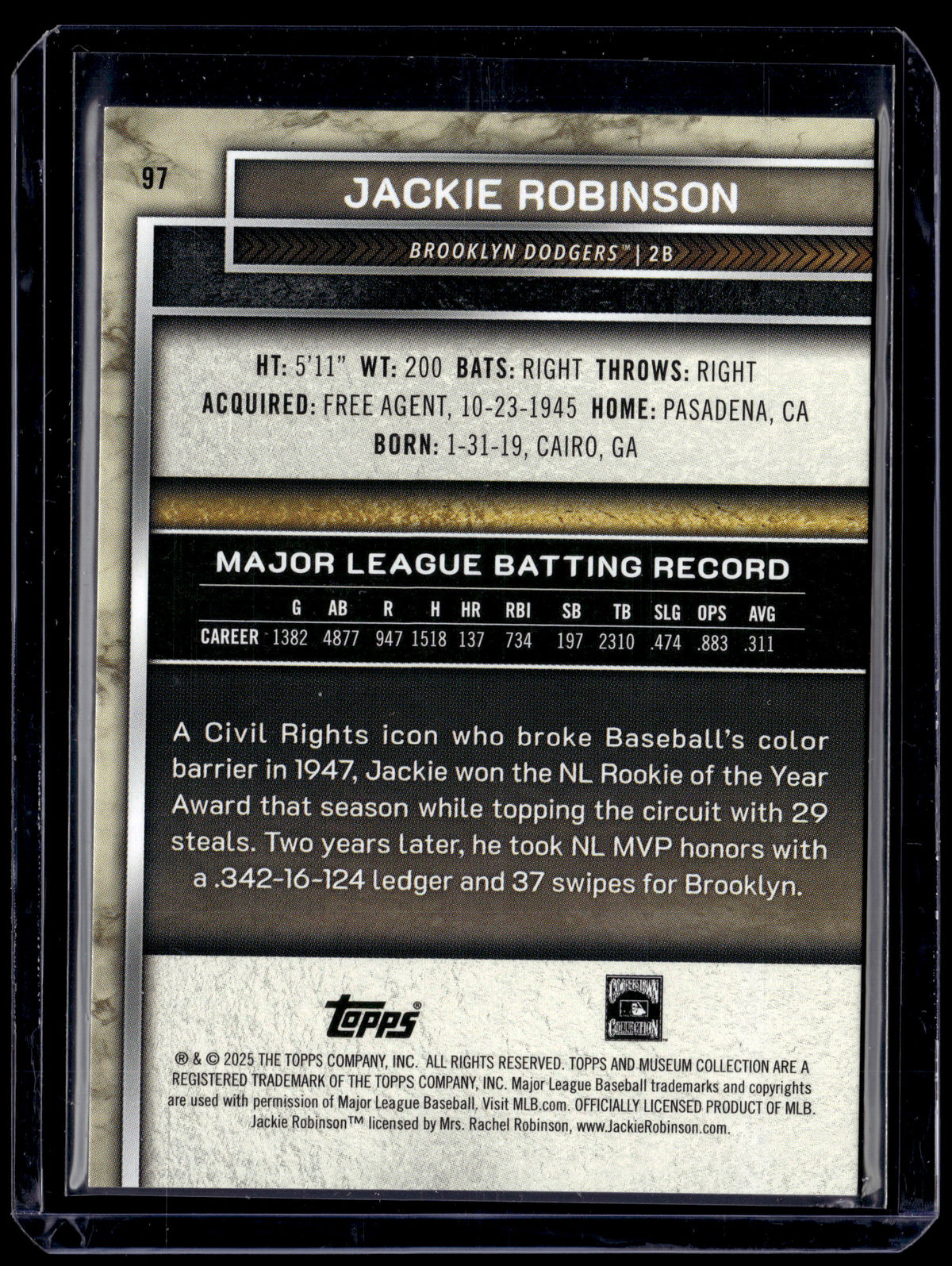 HL-P01 2025 Topps Museum Collection Jackie Robinson #97 Red /75