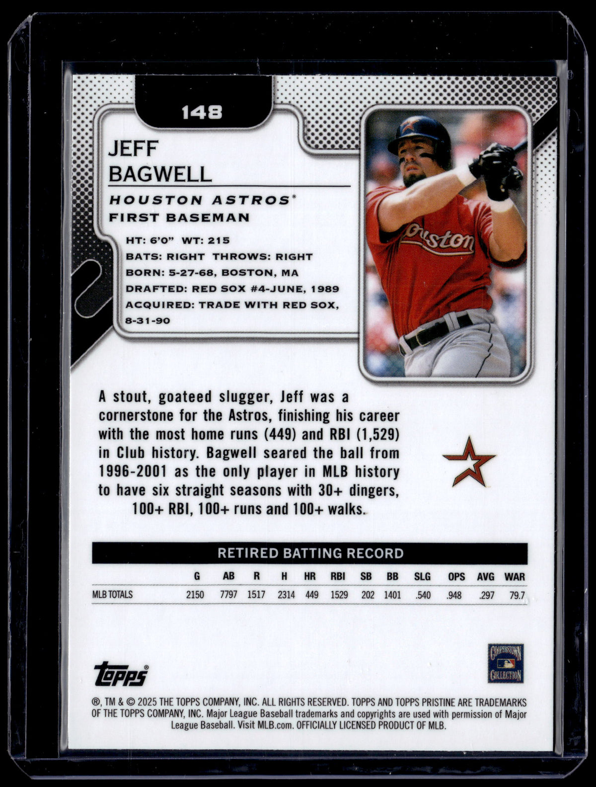HL-P01 2025 Topps Pristine Jeff Bagwell #148 Aqua /199
