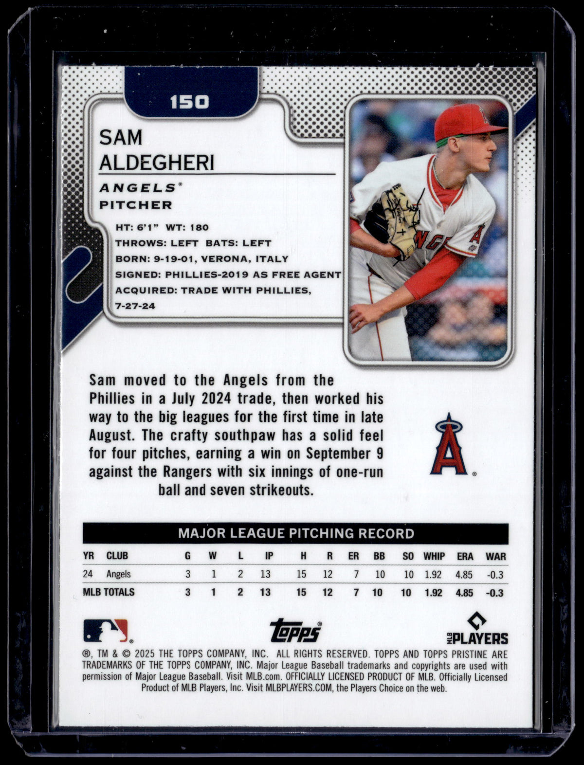 HL-P01 2025 Topps Pristine Sam Aldegheri #150 Aqua /199 RC