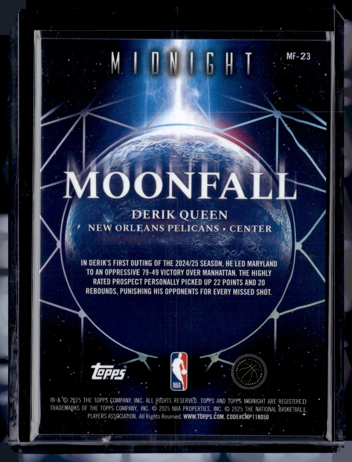 HL-P01 2025 Topps Midnight Moonfall Derik Queen #MF-23 /35 RC