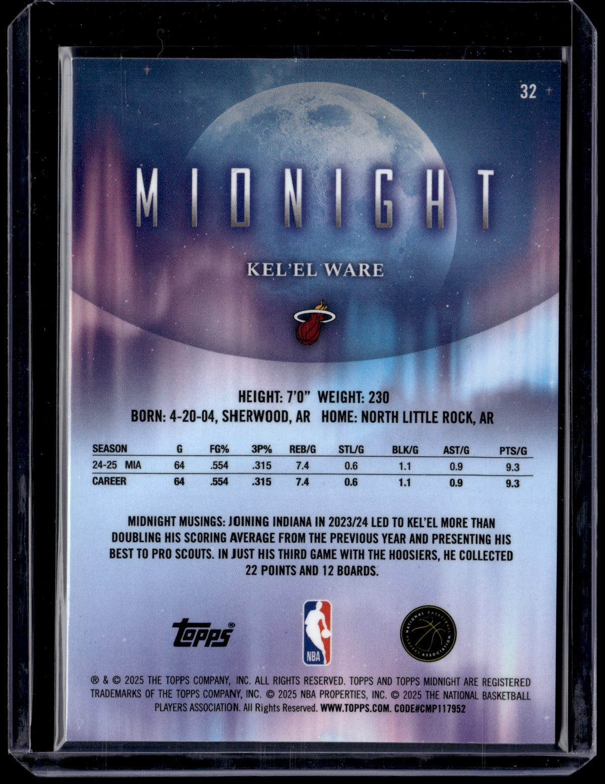 HL-P01 2025 Topps Midnight Kel'el Ware #32