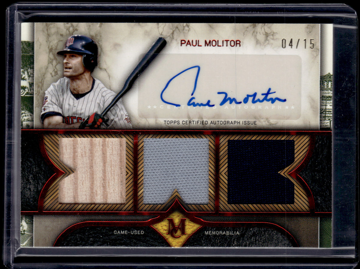 HL-P01 2025 Topps Museum Paul Molitor #SPTRA-PM /15 Signature Triple Relic