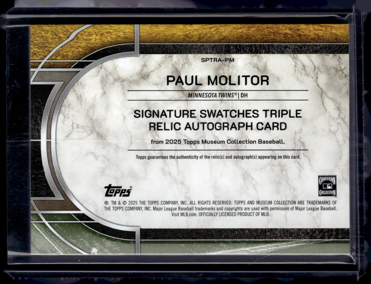 HL-P01 2025 Topps Museum Paul Molitor #SPTRA-PM /15 Signature Triple Relic