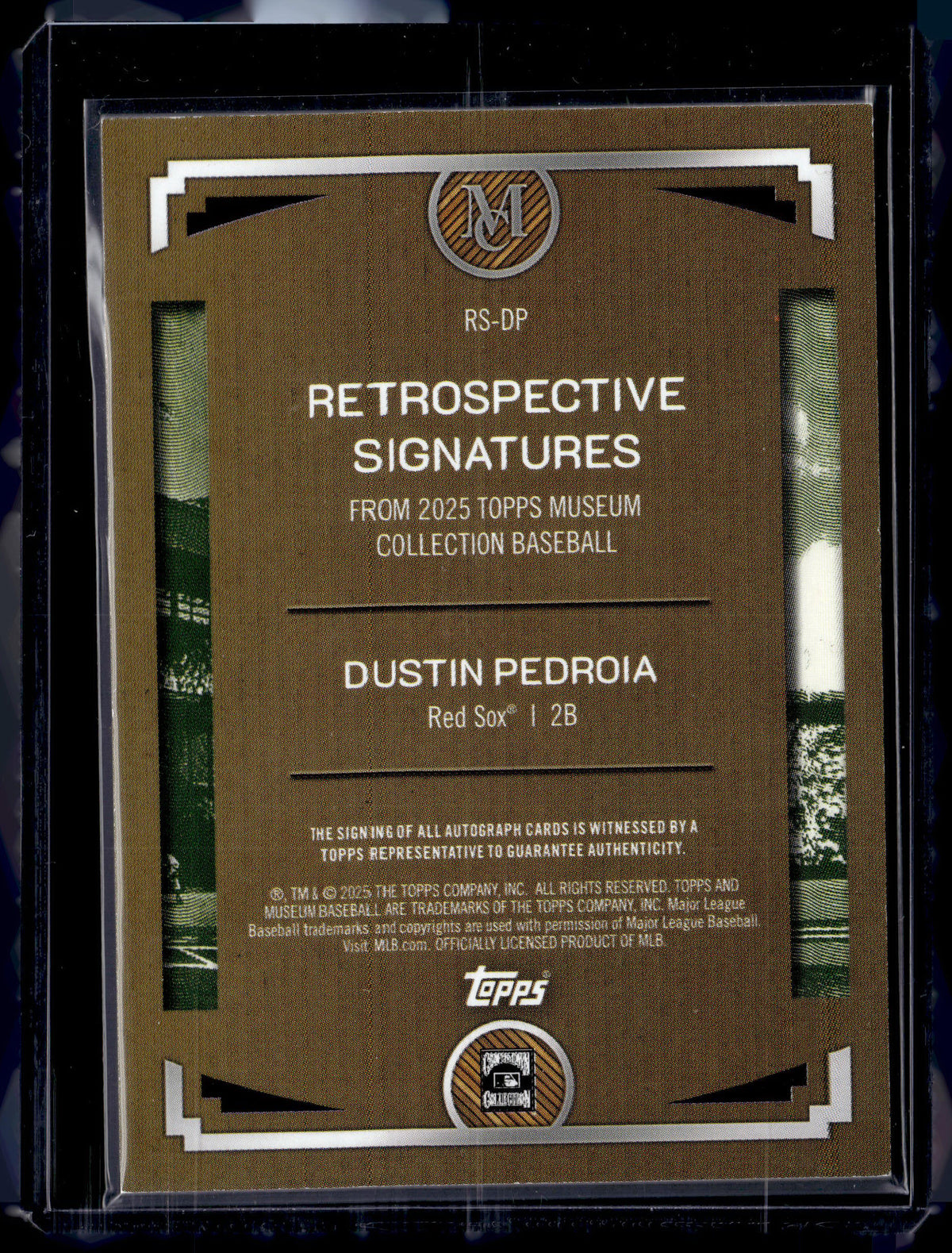 HL-P01 2025 Topps Museum Retrospective Signatures Dustin Pedroia #RS-DP /149