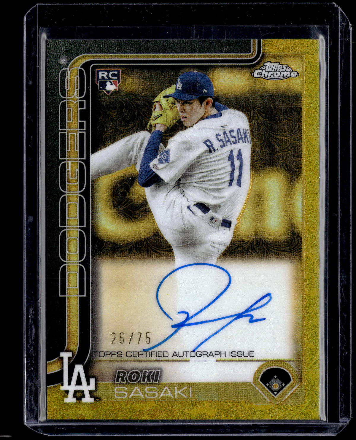 HL-P01 2025 Topps Gilded Chrome Roki Sasaki RC Auto Gold RayWave /75 CGA-RS