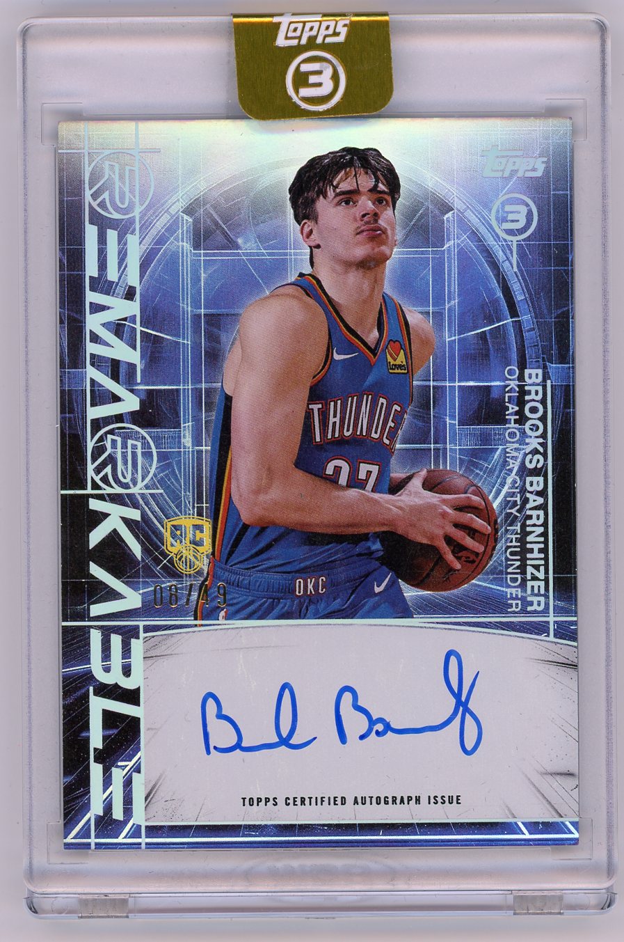 HL-P01 2026 Topps 3 Remarkable Brooks Barnhizer #RM-BB Blue /49 Auto RC