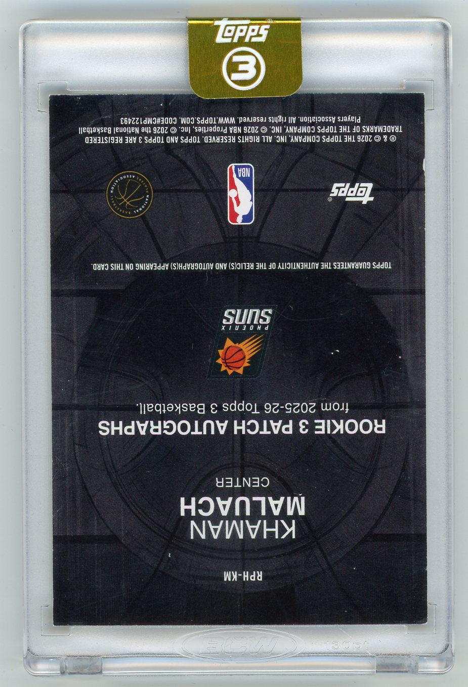 HL-P01 2026 Topps 3 Khaman Maluach #RPH-KM /10 Player-Worn Triple Patch RC