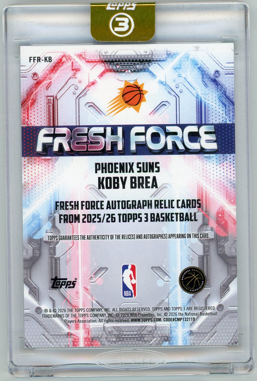 HL-P01 2026 Topps 3 Fresh Force Koby Brea #FFR-KB /25 Autograph Player-Worn RC
