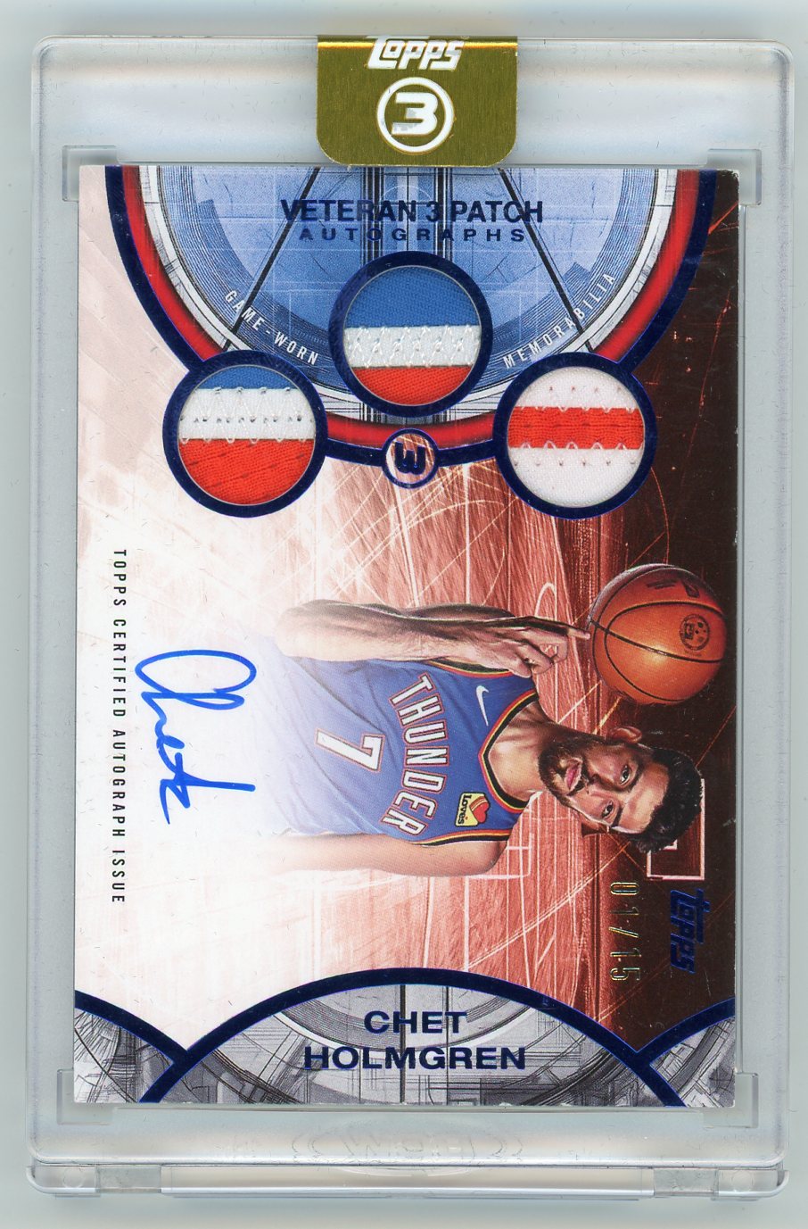 HL-P01 2026 Topps 3 Chet Holmgren #V3A-CH /15 Game-Worn Veteran 3 Patch Auto