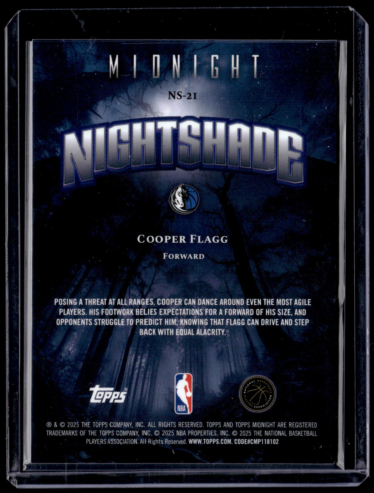 HL-P01 2025 Topps Midnight Nightshade Cooper Flagg #NS-21 RC