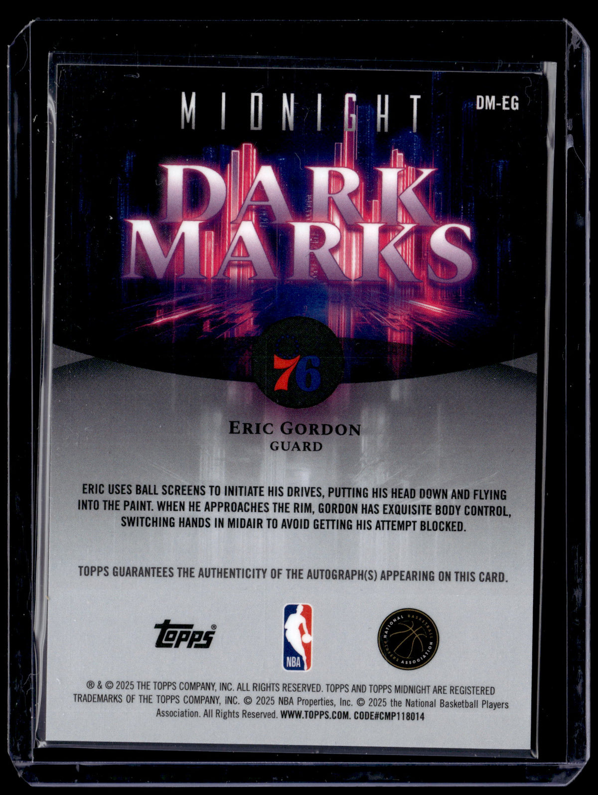 HL-P01 2025 Topps Midnight Dark Marks Eric Gordon #DM-EG /75 Autographs