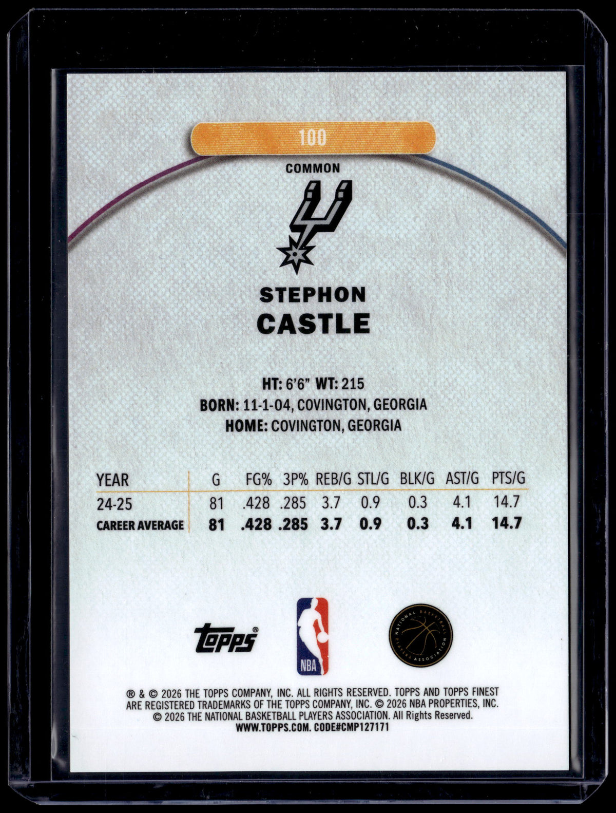 HL-P01 2026 Topps Finest Stephon Castle #100 /350