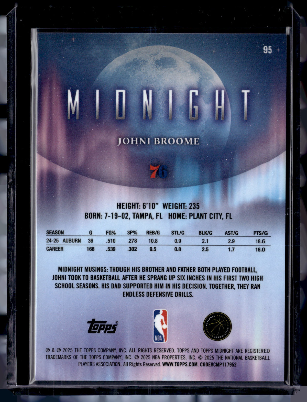 HL-P01 2025 Topps Midnight Johni Broome #95 RC