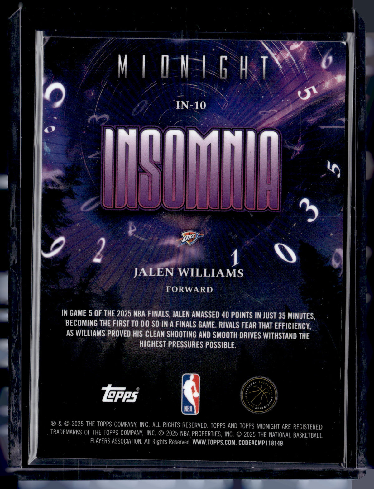 HL-P01 2025 Topps Midnight Insomnia Jalen Williams #IN-10 /75