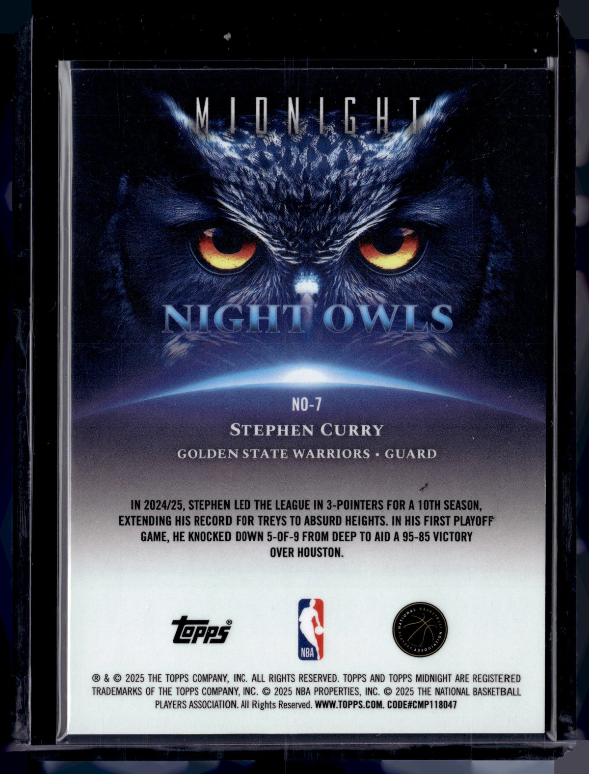 HL-P01 2025 Topps Midnight Night Owls Stephen Curry #NO-7 /99