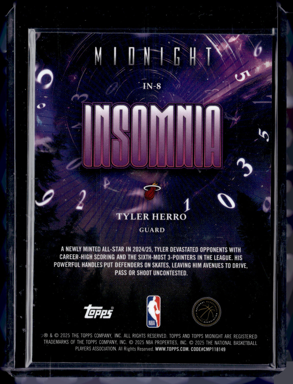 HL-P01 2025 Topps Midnight Insomnia Tyler Herro #IN-8 Shimmer /12
