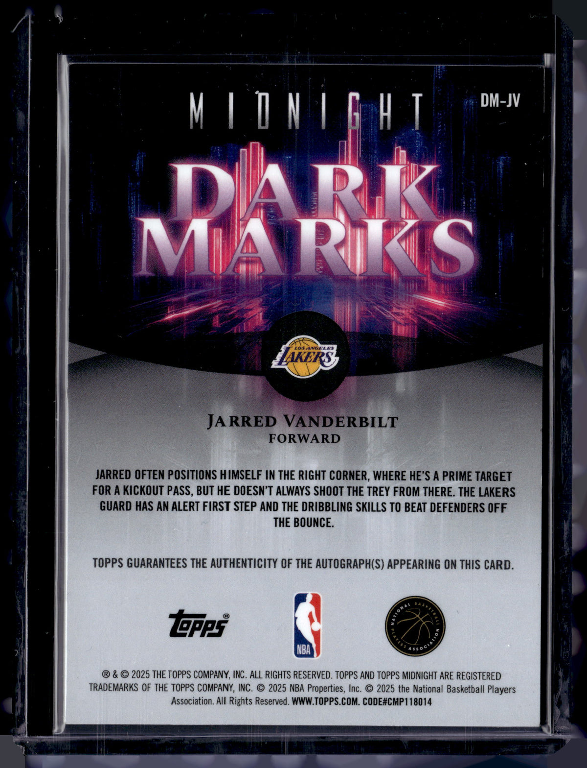 HL-P01 2025 Topps Midnight Dark Marks Jarred Vanderbilt #DM-JV