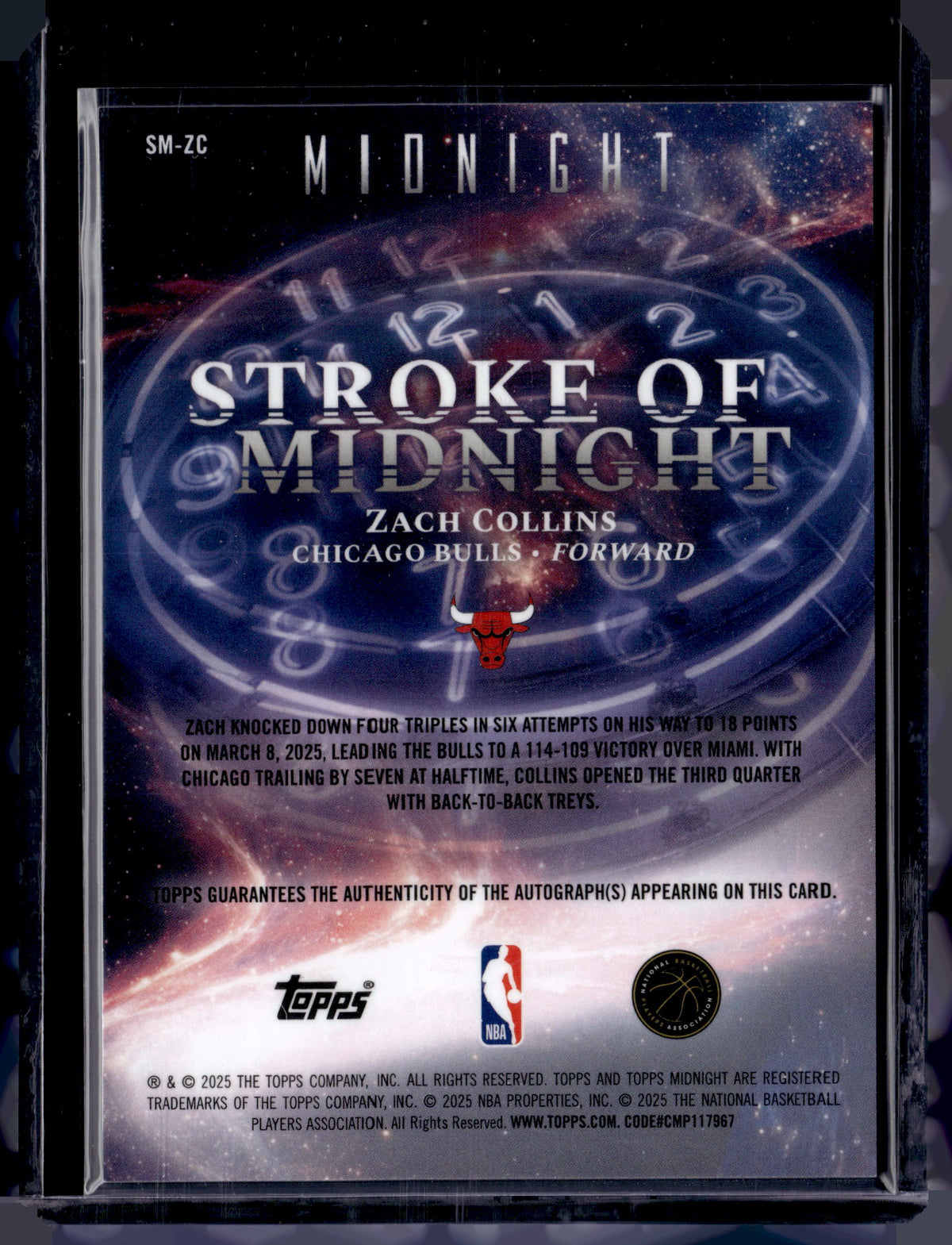 HL-P01 2025 Topps Midnight Stroke of Midnight Zach Collins #SM-ZC