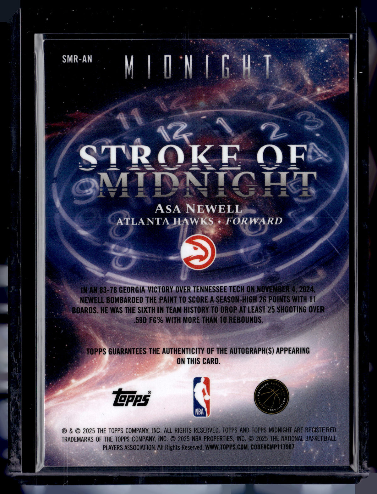 HL-P01 2025 Topps Midnight Stroke of Midnight Asa Newell #SMR-AN /199 RC