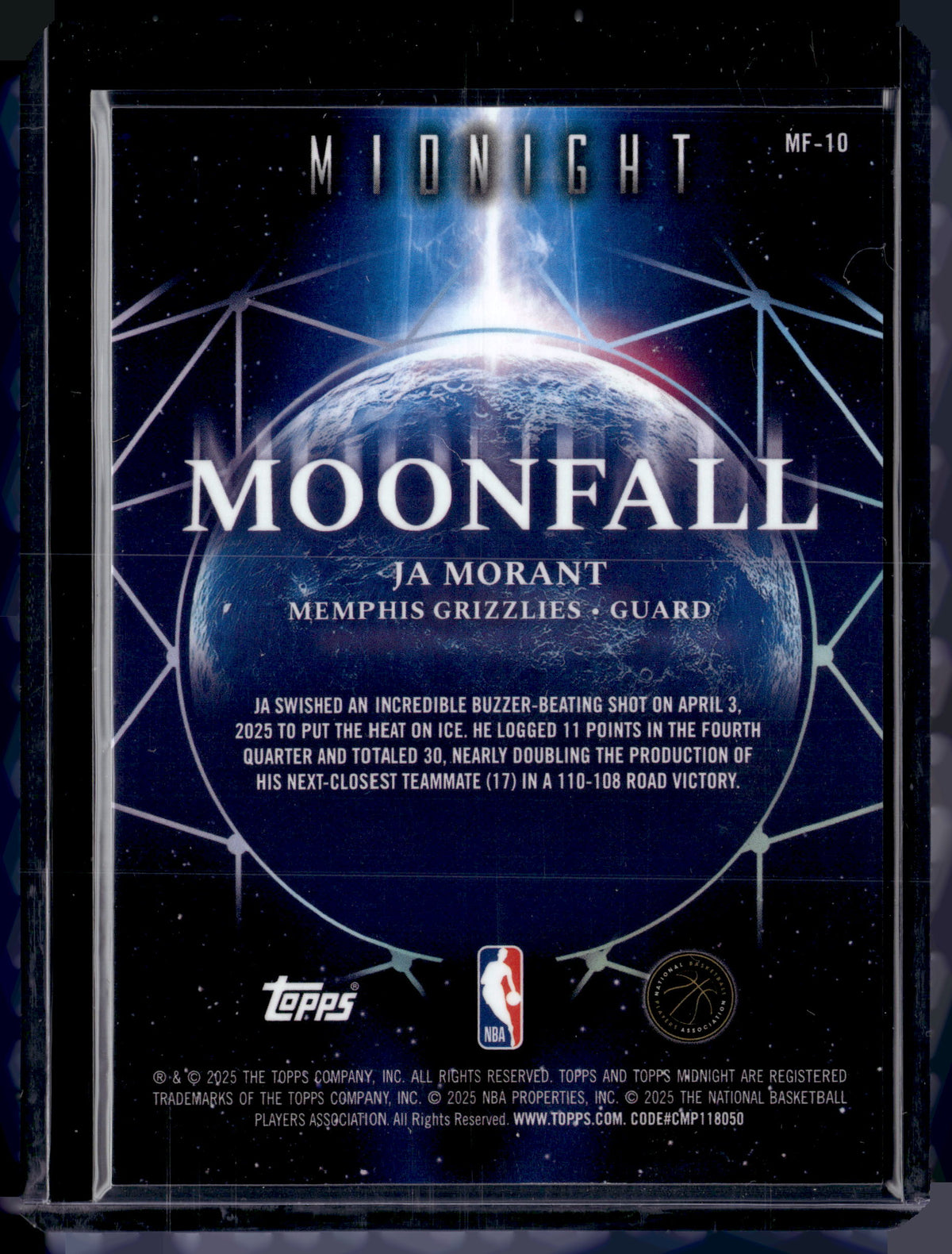 HL-P01 2025 Topps Midnight Moonfall Ja Morant #MF-10 /149