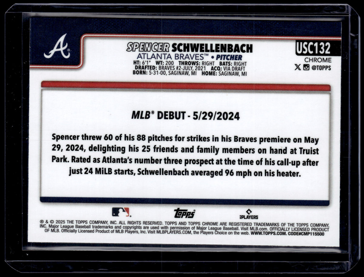 HL-P01 2025 Topps Chrome Update Spencer Schwellenbach RC Aqua Refractor /299