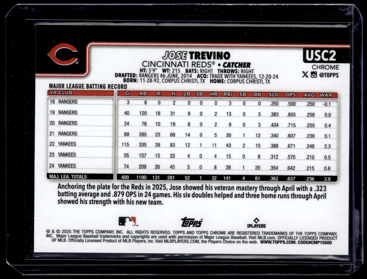 HL-P01 2025 Topps Chrome Update Jose Trevino Gold Wave Refractor /50 #USC2
