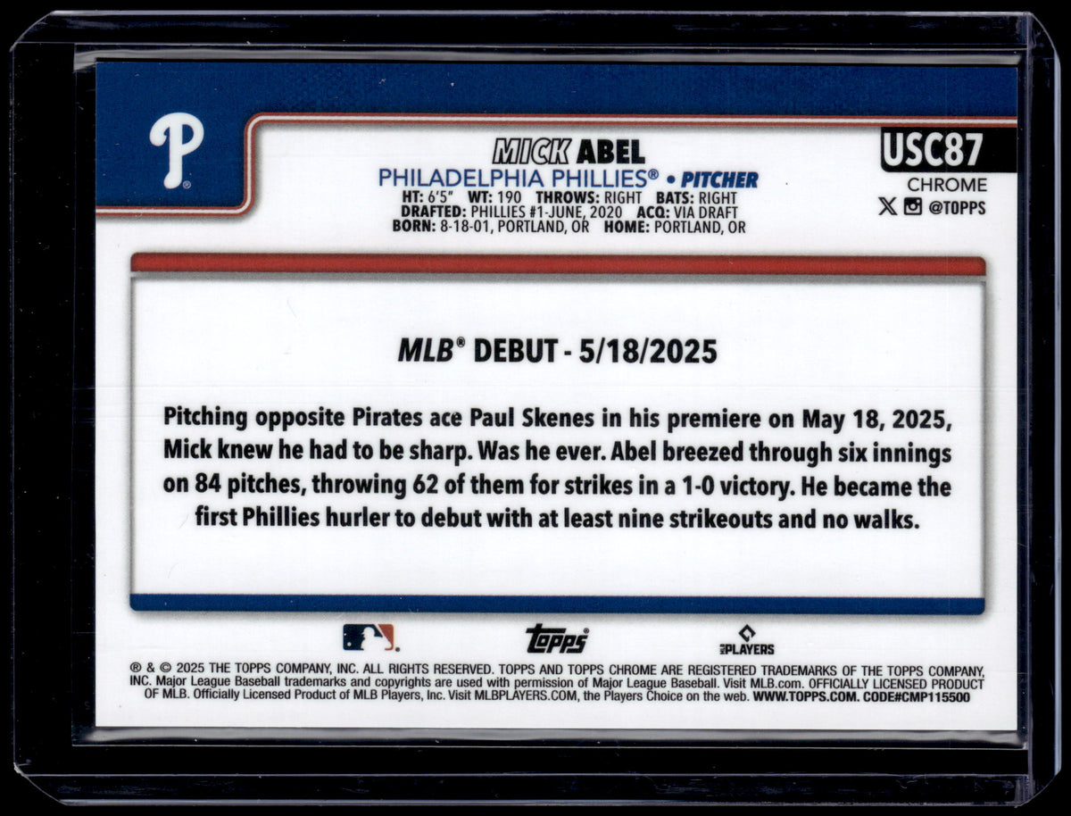 HL-P01 2025 Topps Chrome Update Mick Abel #USC87 Gold Geometric /50 RC