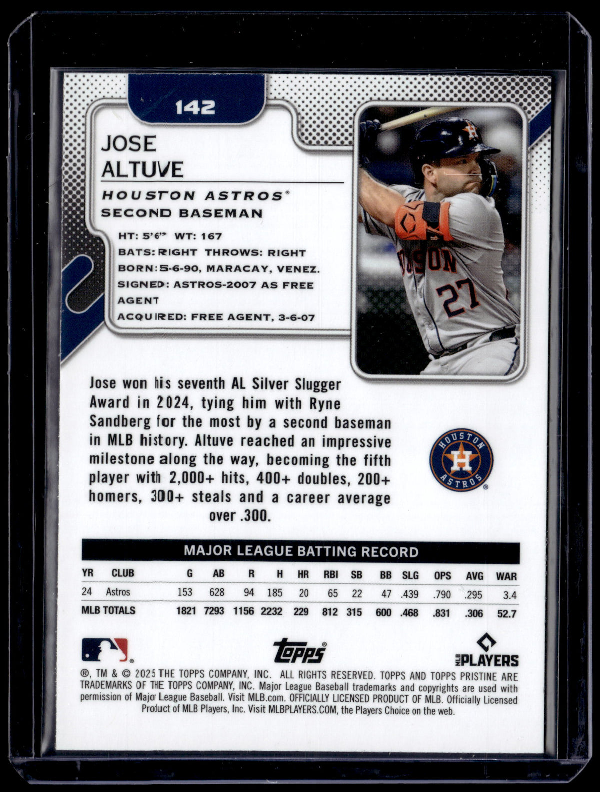 HL-P01 2025 Topps Pristine Jose Altuve #142 Teal /199