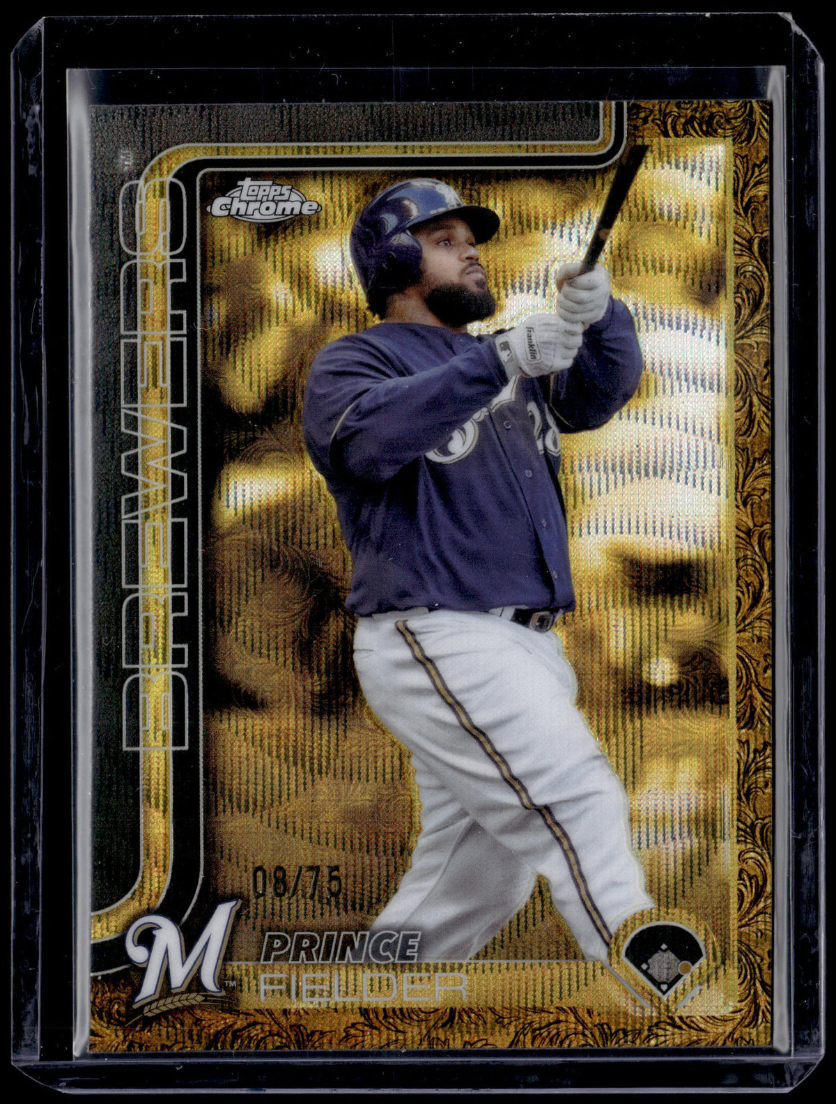 HL-P01 2025 Topps Chrome Gilded Prince Fielder #29 Black Gold Wave /75