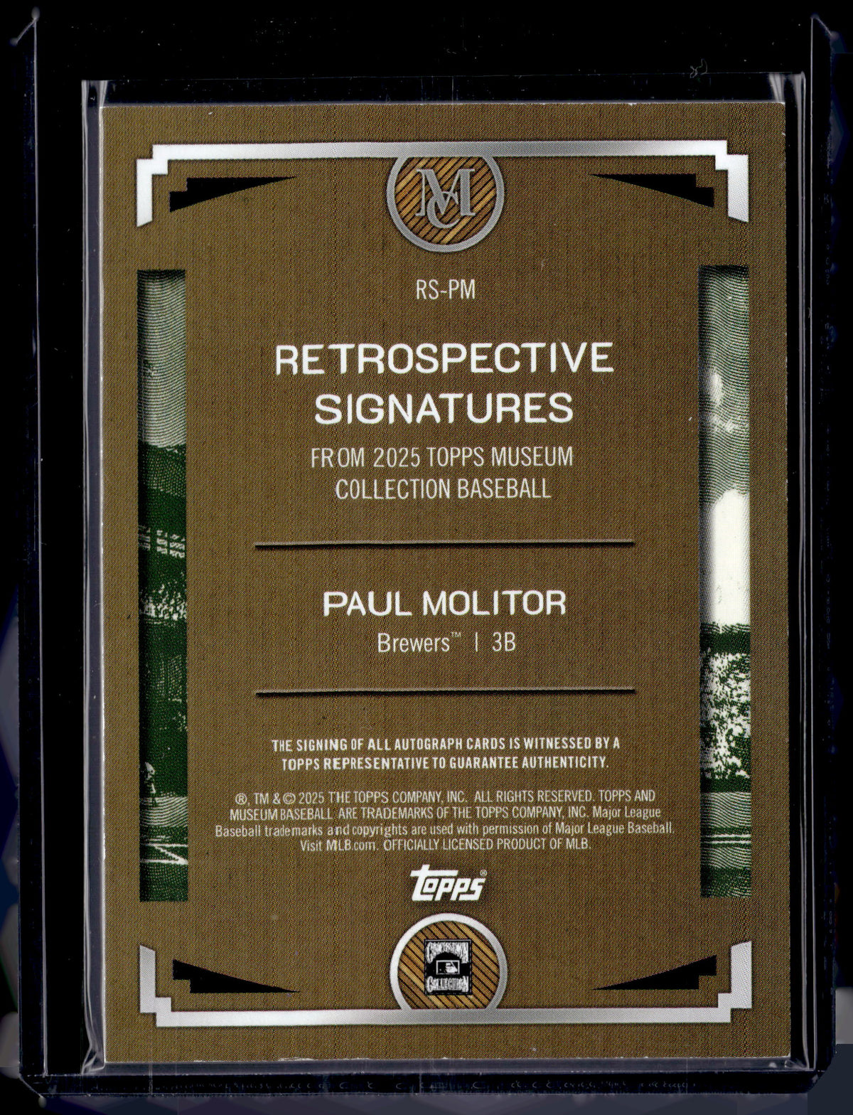 HL-P01 2025 Topps Museum Retrospective Signatures Paul Molitor #RS-PM /75