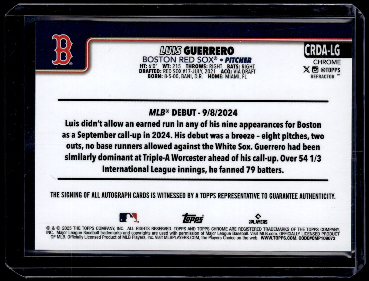 HL-P01 2025 Topps Chrome Update Luis Guerrero #CRDA-LG Refractor /499 RC