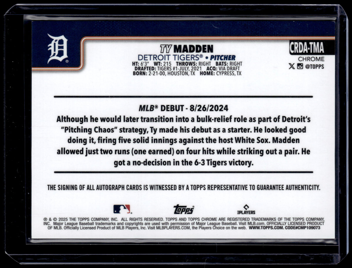 HL-P01 2025 Topps Chrome Update Ty Madden #CRDA-TMA Auto RC
