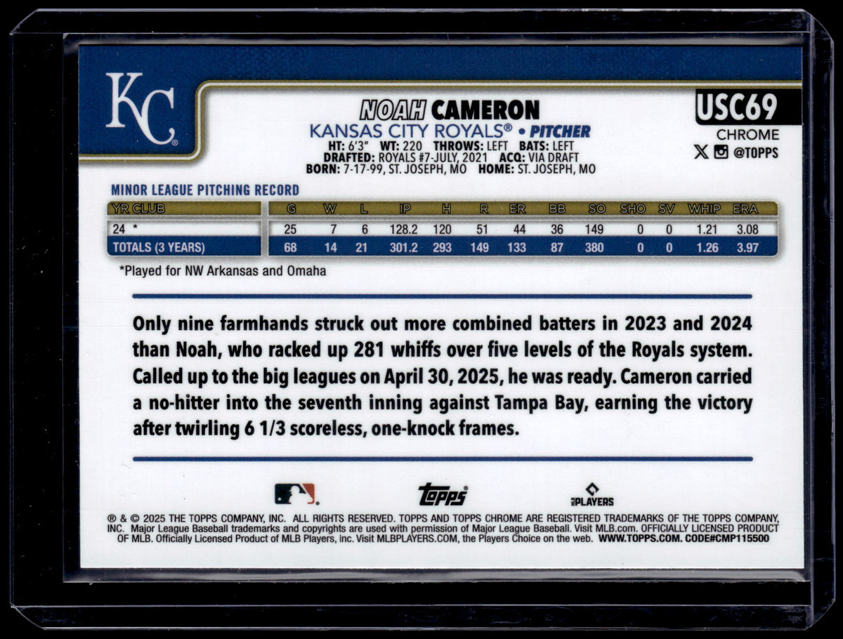 HL-P01 2025 Topps Chrome Noah Cameron #USC69 Green Geometric /99 RC
