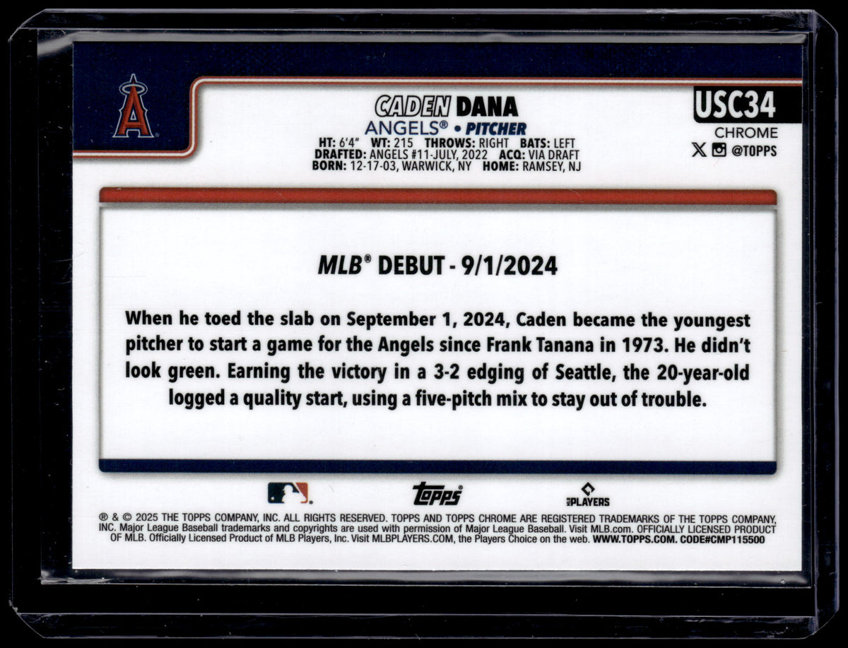 HL-P01 2025 Topps Chrome Update Caden Dana #USC34 Blue Refractor /150 RC