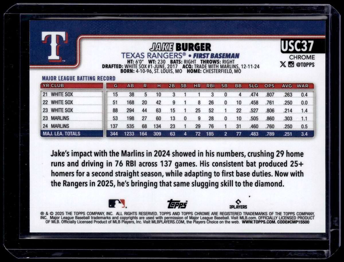 HL-P01 2025 Topps Chrome Update Jake Burger #USC37 Black Lava /10