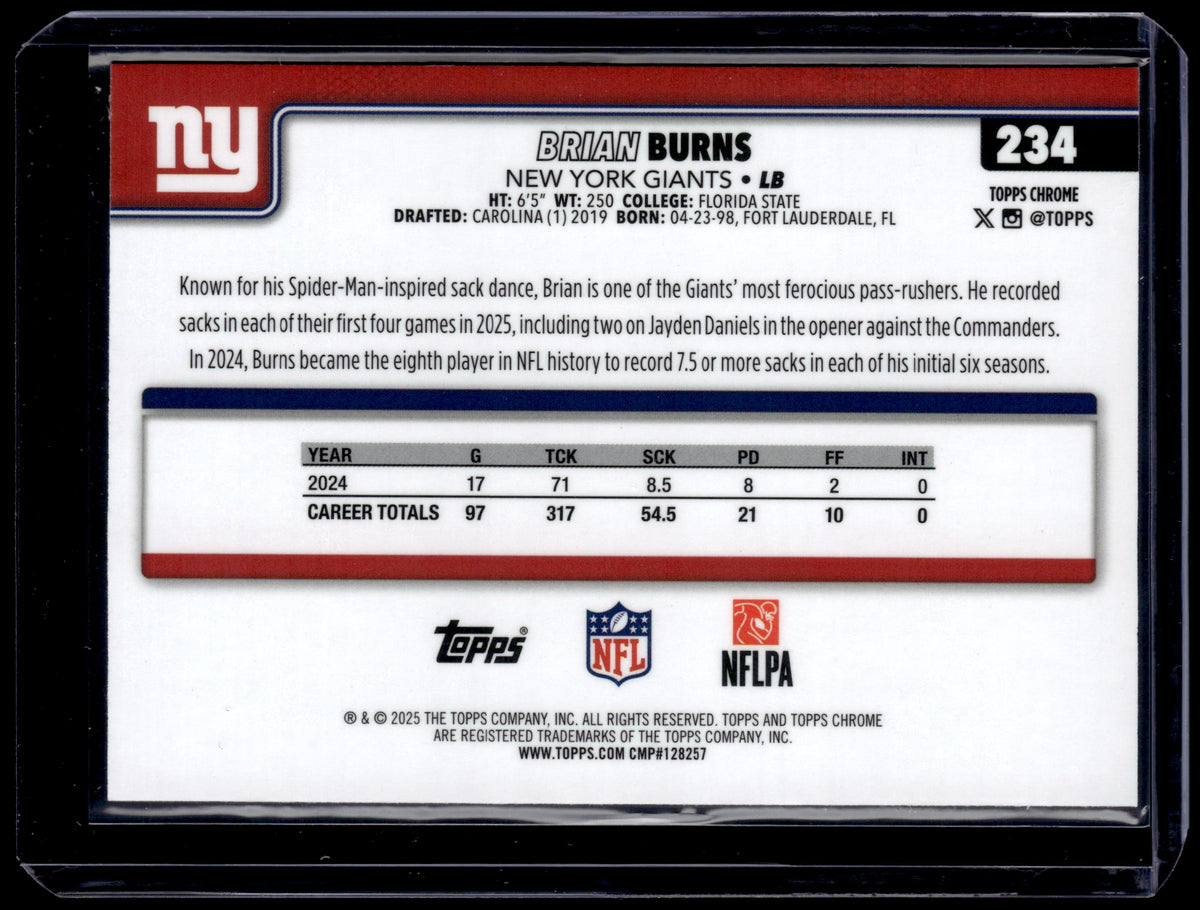 HL-P01 2025 Topps Chrome Brian Burns #234 Prizm