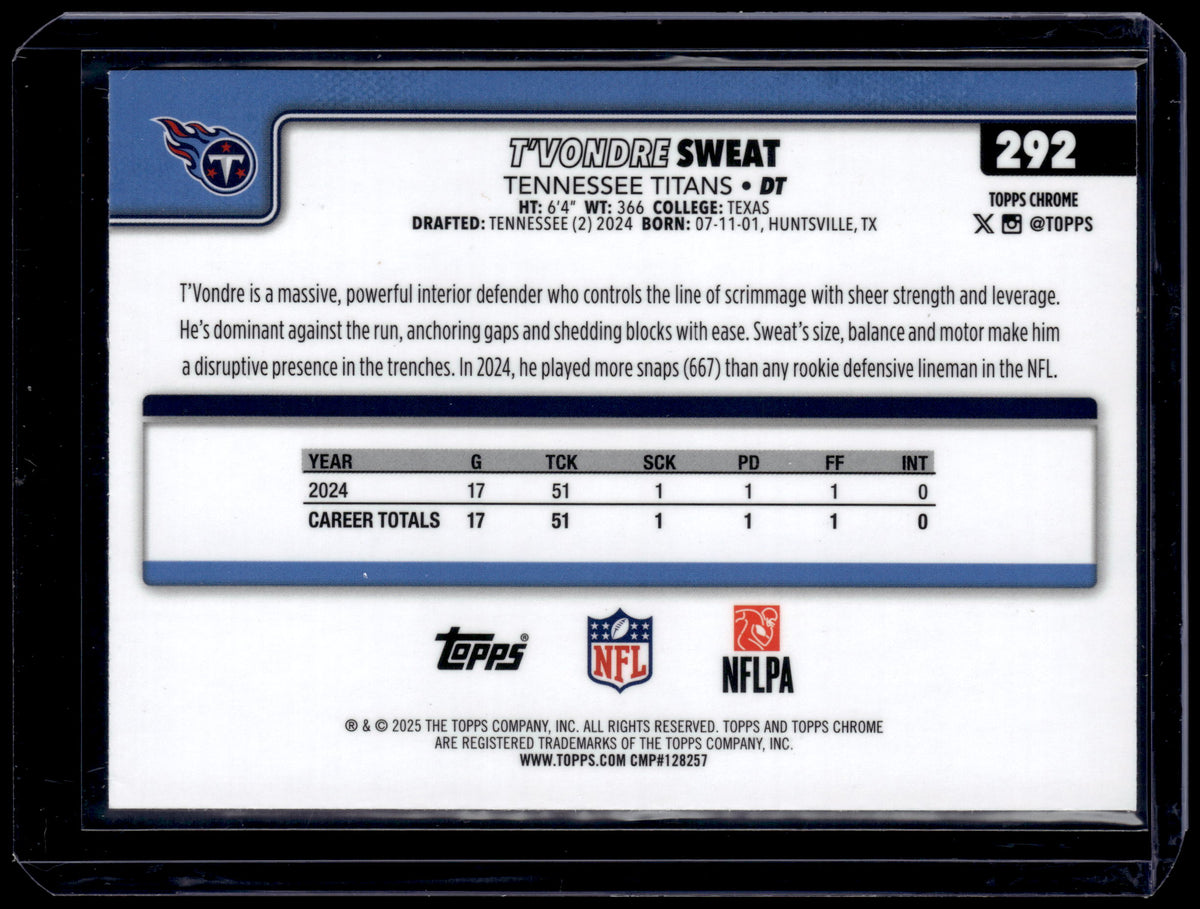 HL-P01 2025 Topps Chrome T'Vondre Sweat #292 Geometric