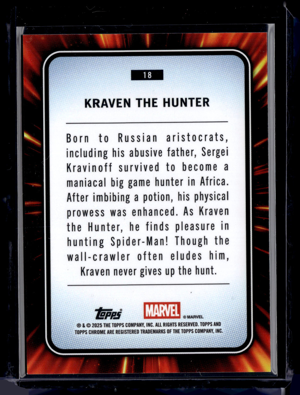 HL-INV 2025 Topps Chrome Marvel Sapphire Kraven the Hunter Green /99 #18