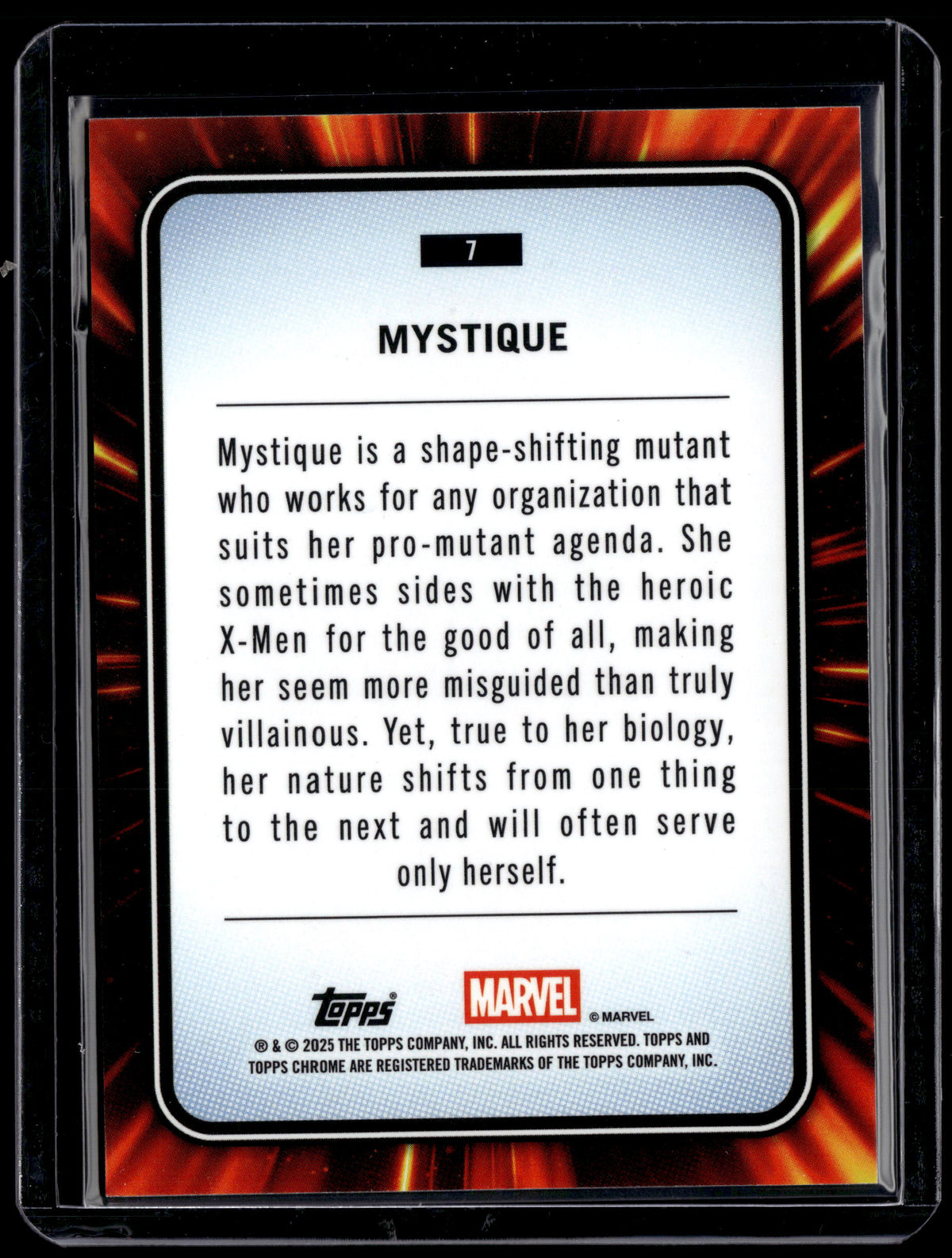 HL-INV 2025 Topps Chrome Marvel Mystique Aqua 35/75 #7
